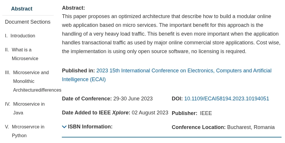 Publication IEEE — Architecture Microservices pour applications web modulaires et scalables